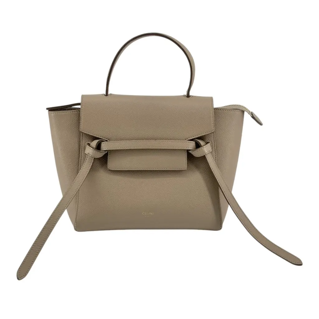 Celine Nano Grained Calfskin Belt Bag Beige Leather Very good - Front View