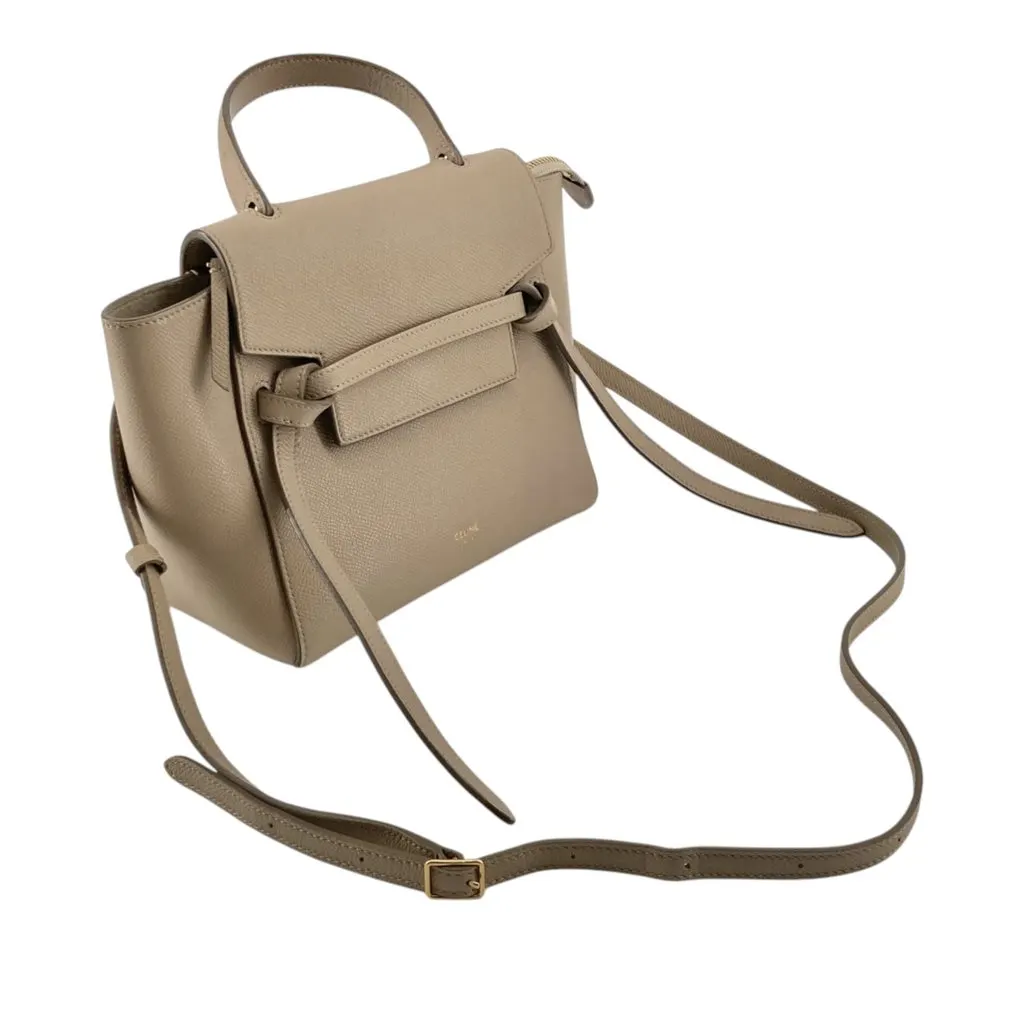 Celine Nano Grained Calfskin Belt Bag Beige Leather Very good - Back View