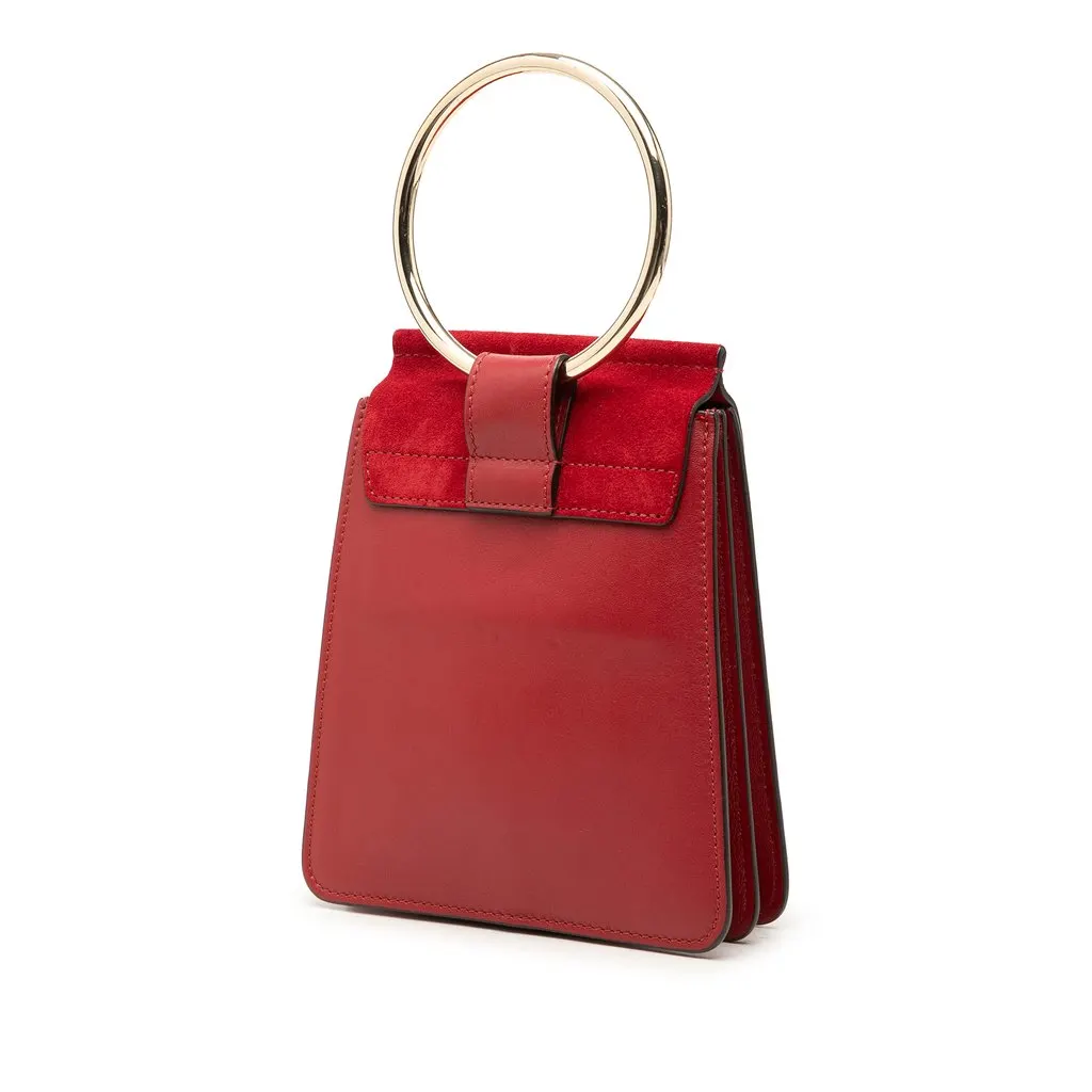 Chloé Mini Calfskin and Suede Faye Bracelet Bag Red Leather Very good - Back View