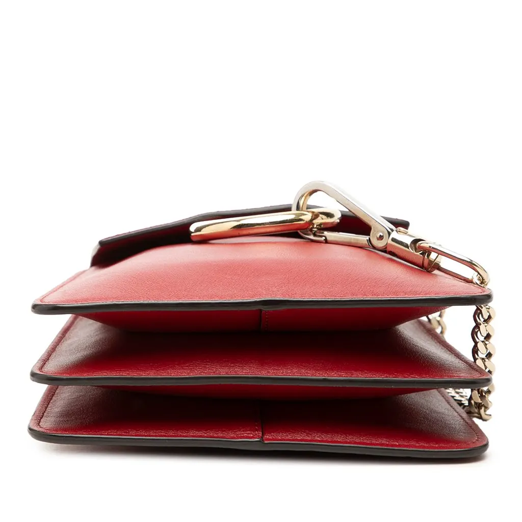 Chloé Mini Calfskin and Suede Faye Bracelet Bag Red Leather Very good - Inside View