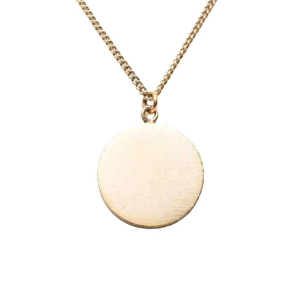 Chanel CC Gold Plated Enamel Camellia Round Pendant Necklace Gold Metal Very good - Back View