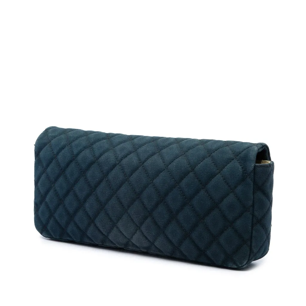 Chanel Quilted Canvas CC Cruise East West Flap Clutch Blue Very good - Back View