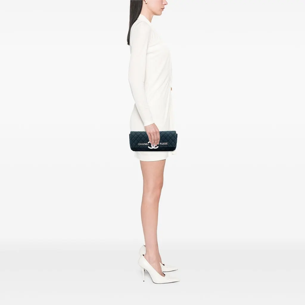 Chanel Quilted Canvas CC Cruise East West Flap Clutch Blue Very good - Box View