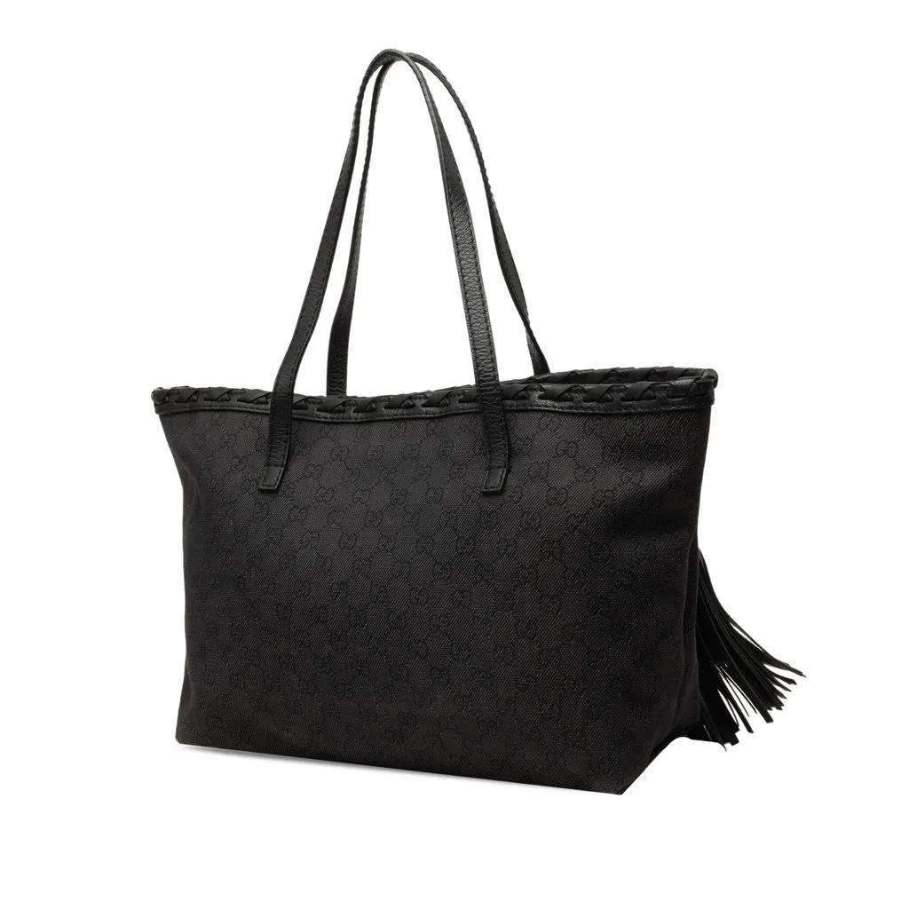 Gucci GG Denim Bamboo Tassel Tote Black Denim Very good - Back View