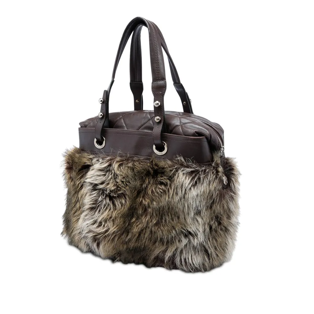 Chanel Paris Biarritz Fantasy Faux Fur Tote Brown Fur Good - Back View