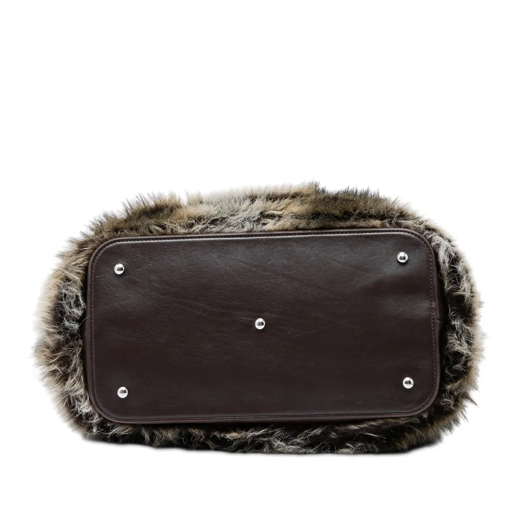 Chanel Paris Biarritz Fantasy Faux Fur Tote Brown Fur Good - Inside View