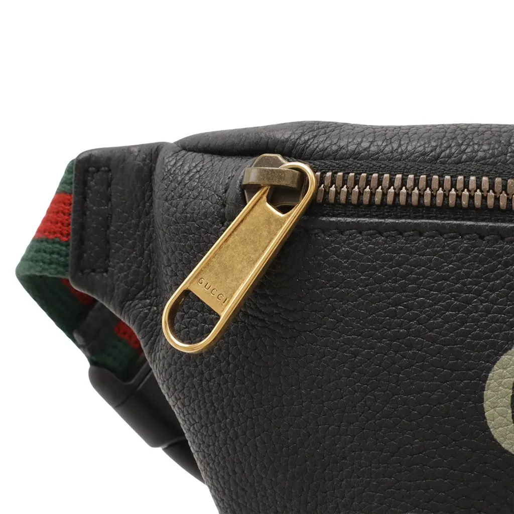 Gucci Small Grained Calfskin Web Logo Belt Bag Black Leather Very good - Box View