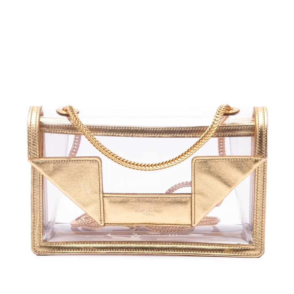 Saint Laurent Small Metallic Leather Trimmed PVC Betty Crossbody White Plastic Very good - Front View