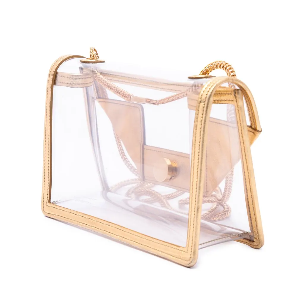 Saint Laurent Small Metallic Leather Trimmed PVC Betty Crossbody White Plastic Very good - Back View