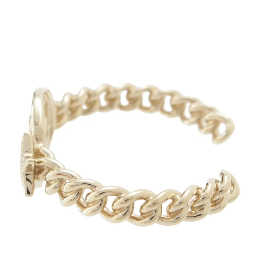 Chanel CC Brass Strass Star and Coin Chain Cuff Bracelet Gold Metal Very good - Back View
