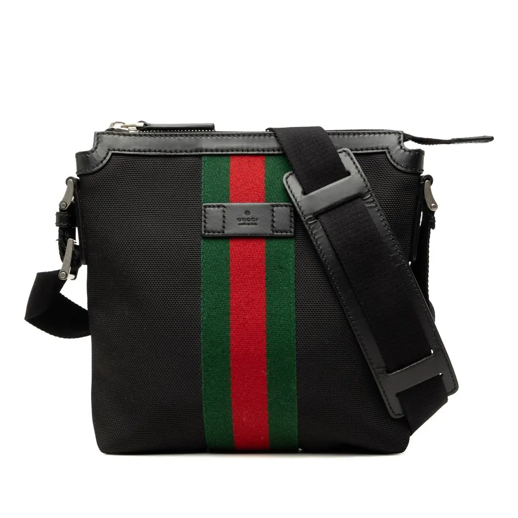 Gucci Techno Canvas Web Messenger Bag Black Very good - Front View