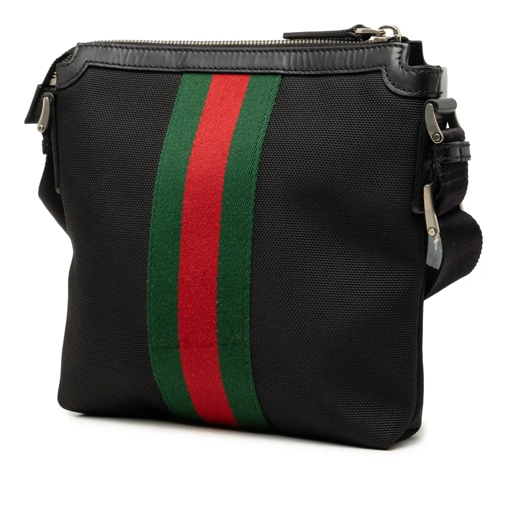 Gucci Techno Canvas Web Messenger Bag Black Very good - Back View