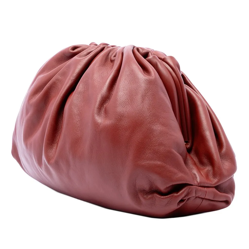 Bottega Veneta Lambskin The Pouch Red Leather Very good - Back View