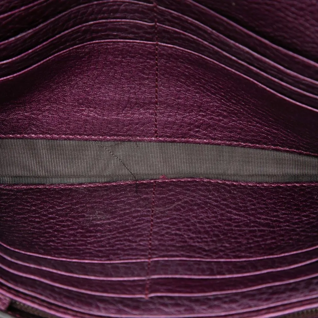 Gucci Metallic Calfskin Bamboo Wallet on Chain Purple Leather Good - Model View