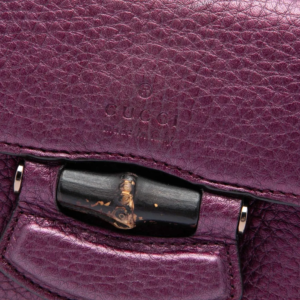 Gucci Metallic Calfskin Bamboo Wallet on Chain Purple Leather Good - Box View