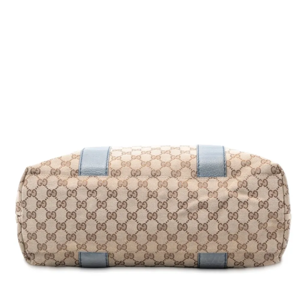 Gucci Medium GG Canvas Bamboo Libeccio Tote Beige Canvas Good - Inside View