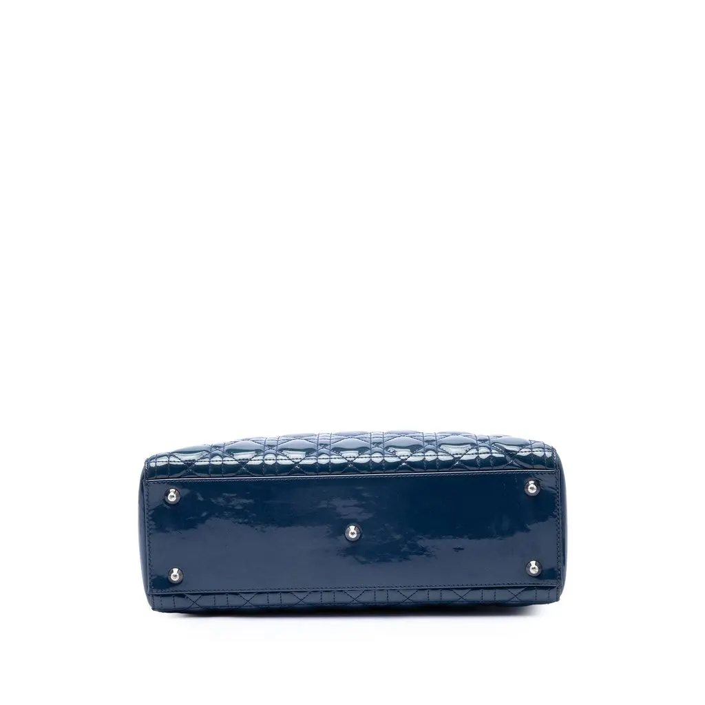 Dior Large Patent Cannage Lady Dior Blue Leather Very good - Inside View