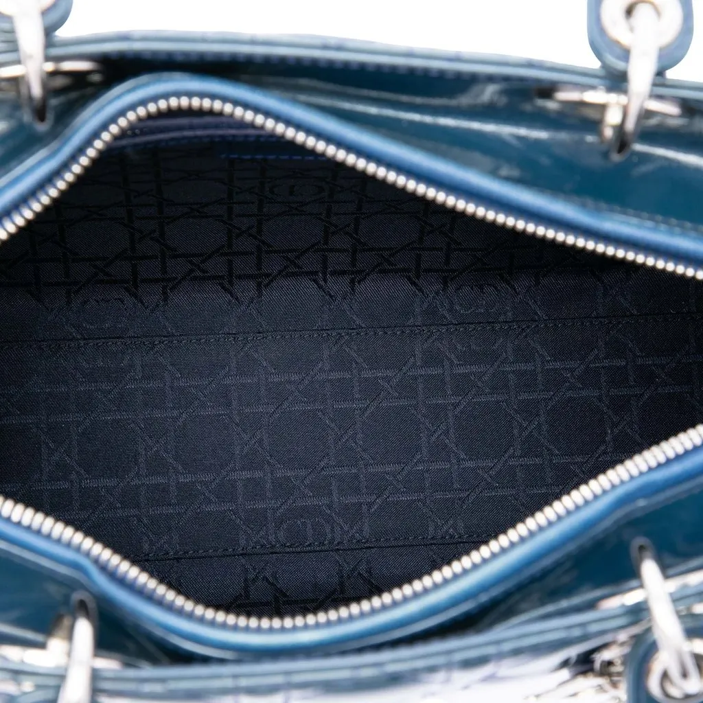 Dior Large Patent Cannage Lady Dior Blue Leather Very good - Model View
