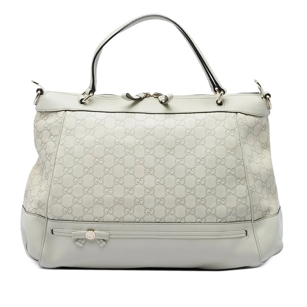 Gucci Guccissima Mayfair Satchel White Leather Good - Front View