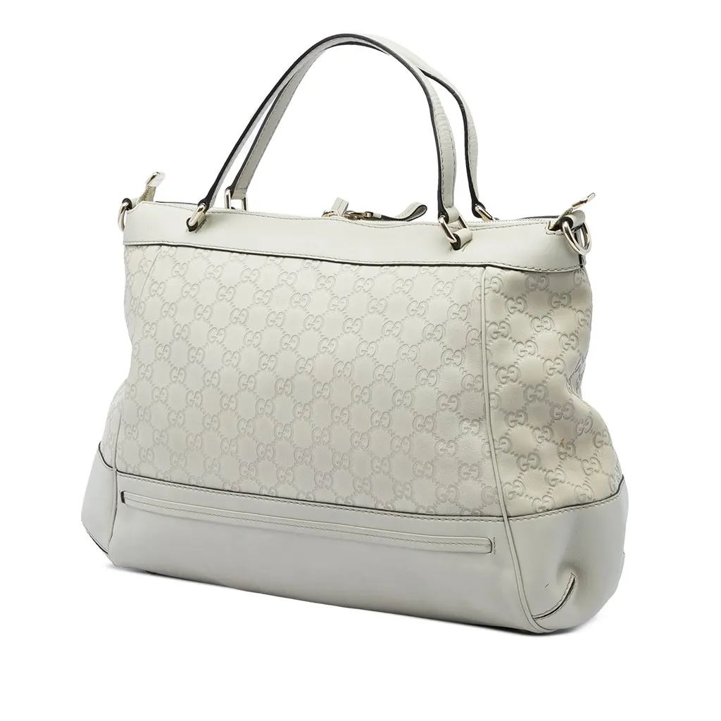 Gucci Guccissima Mayfair Satchel White Leather Good - Back View