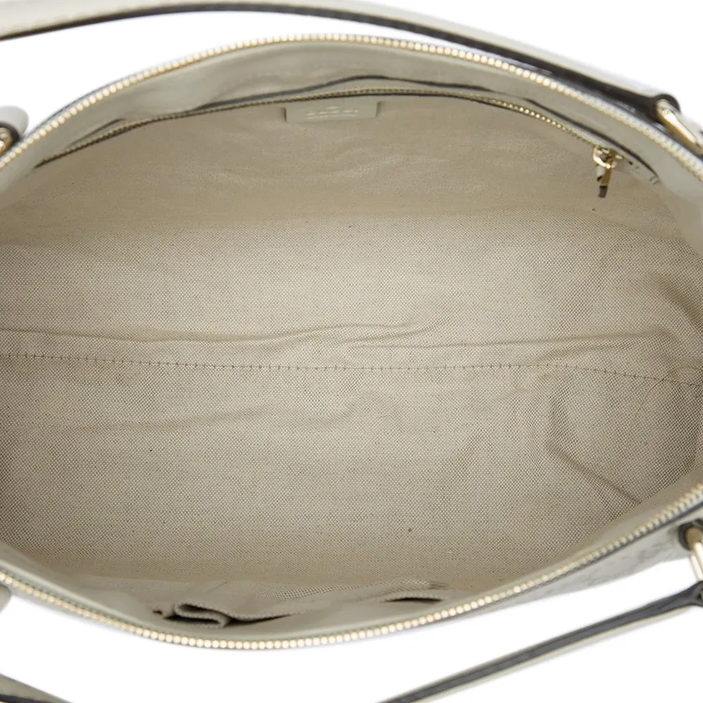 Gucci Guccissima Mayfair Satchel White Leather Good - Model View