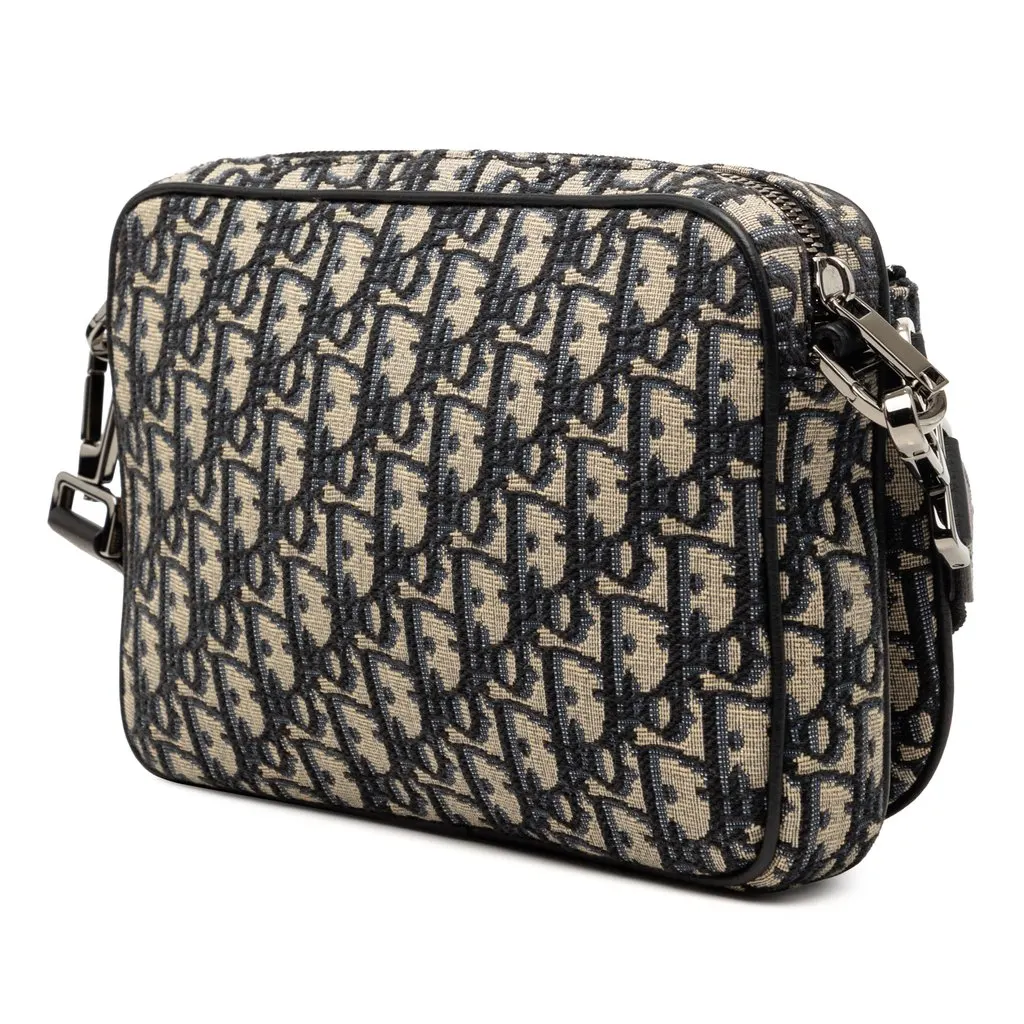 Dior Oblique Canvas Saddle Triple Pouch Blue Canvas Very good - Back View