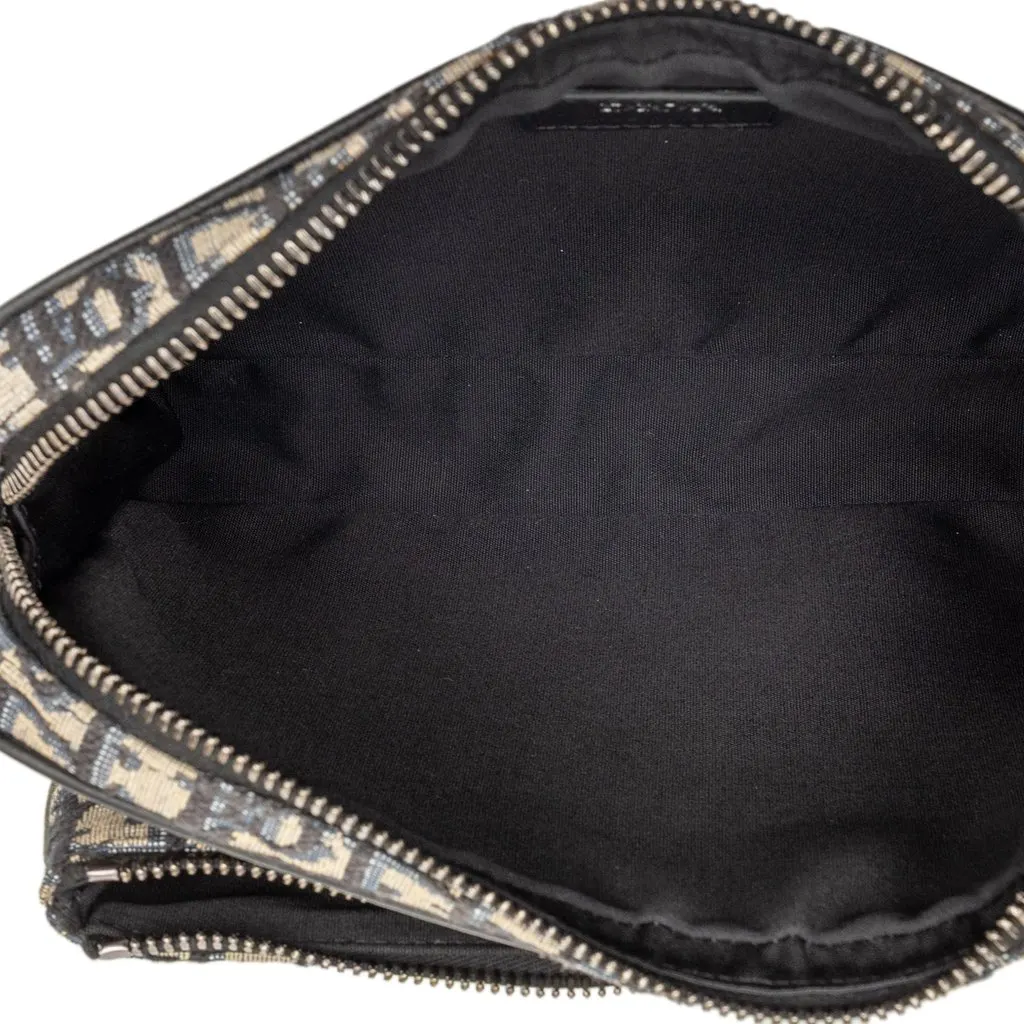 Dior Oblique Canvas Saddle Triple Pouch Blue Canvas Very good - Model View