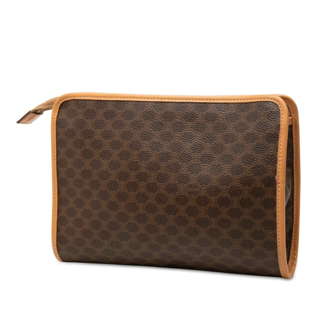 Celine Macadam Coated Canvas Clutch Brown Canvas Very good - Back View