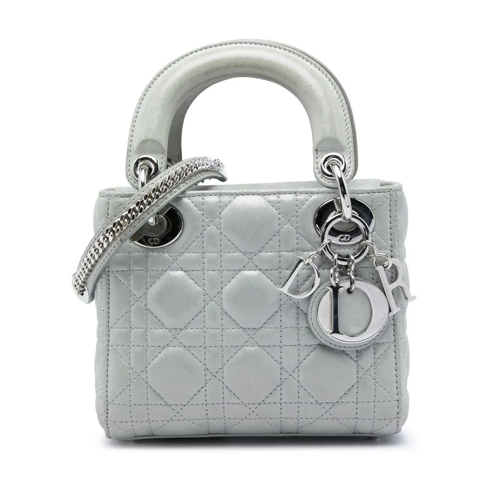 Dior Mini Iridescent Lambskin Cannage Lady Dior MultiColor Leather Very good - Front View