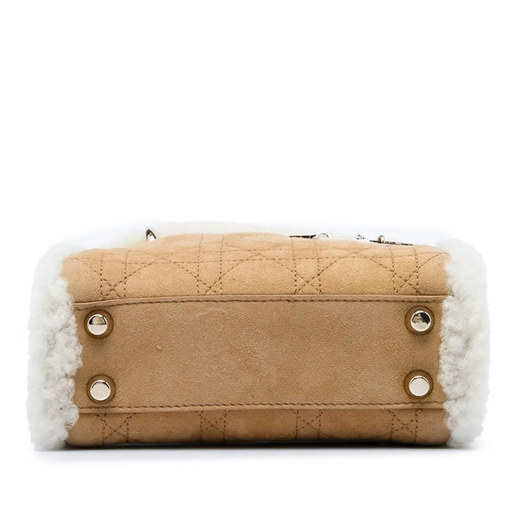 Dior Mini Suede Cannage with Shearling Trim Lady Dior Brown Suede Very good - Inside View