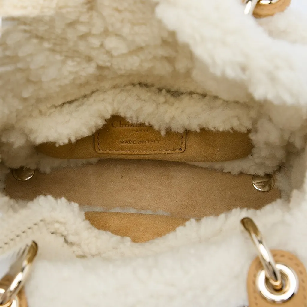 Dior Mini Suede Cannage with Shearling Trim Lady Dior Brown Suede Very good - Model View