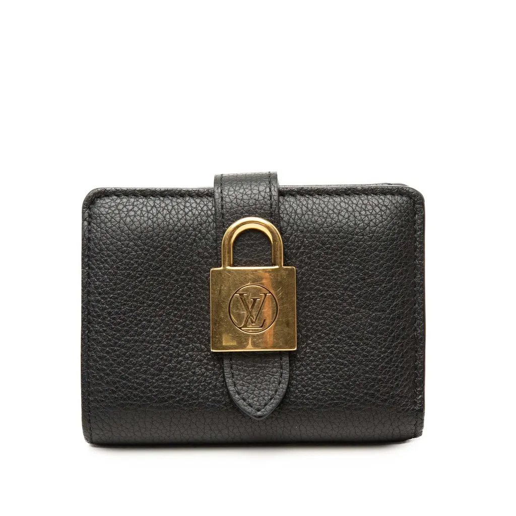 Louis Vuitton Leather Low Key Compact Wallet Black Leather Good - Front View