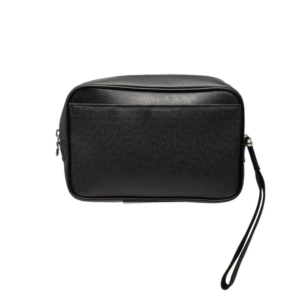 Louis Vuitton Taiga Pochette Kaluga Black Leather Good - Front View