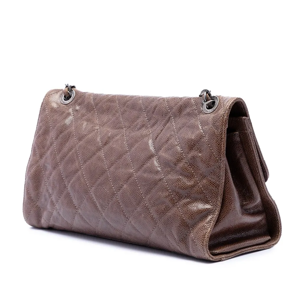 Chanel Jumbo Quilted Glazed Caviar Crave Flap Brown Leather Very good - Back View