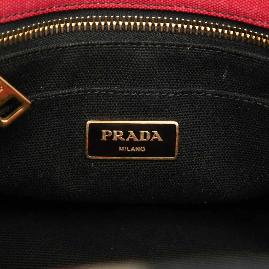 Prada Small Canvas Canapa Logo Stripes Tote Black Very good - Box View