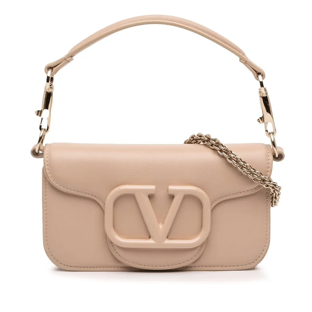 Valentino Small Calfskin VLogo Loco Satchel Brown Leather Very good - Front View