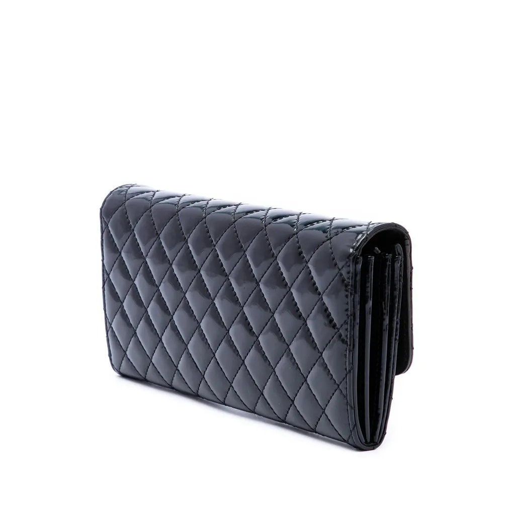 Chanel CC Quilted Patent East West Wallet On Chain Black Leather Very good - Back View