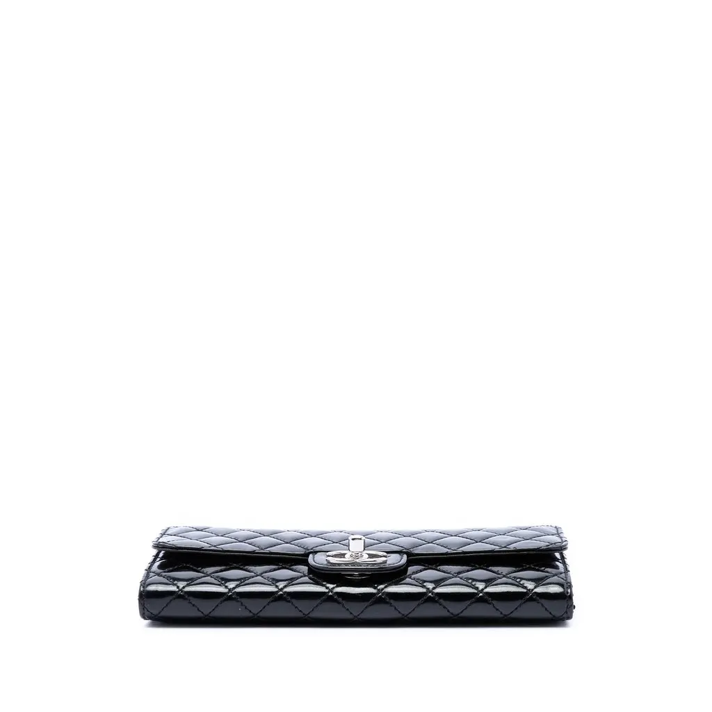 Chanel CC Quilted Patent East West Wallet On Chain Black Leather Very good - Inside View