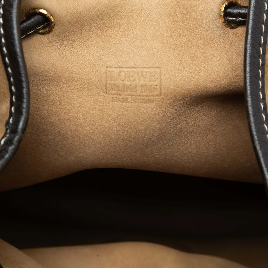 LOEWE Suede Anagram Drawstring Bucket Bag Brown Leather Very good - Box View