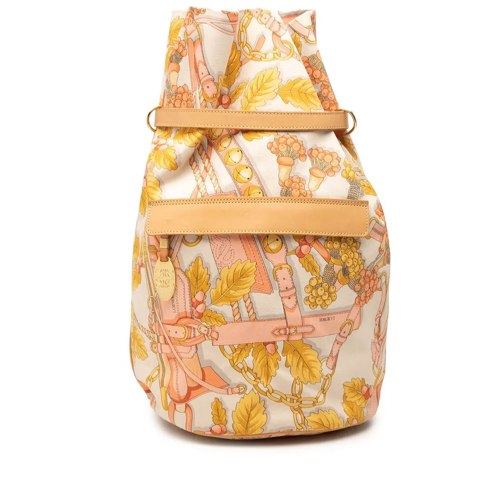 Loewe Botanical Printed Canvas Backpack Beige Very good - Front View