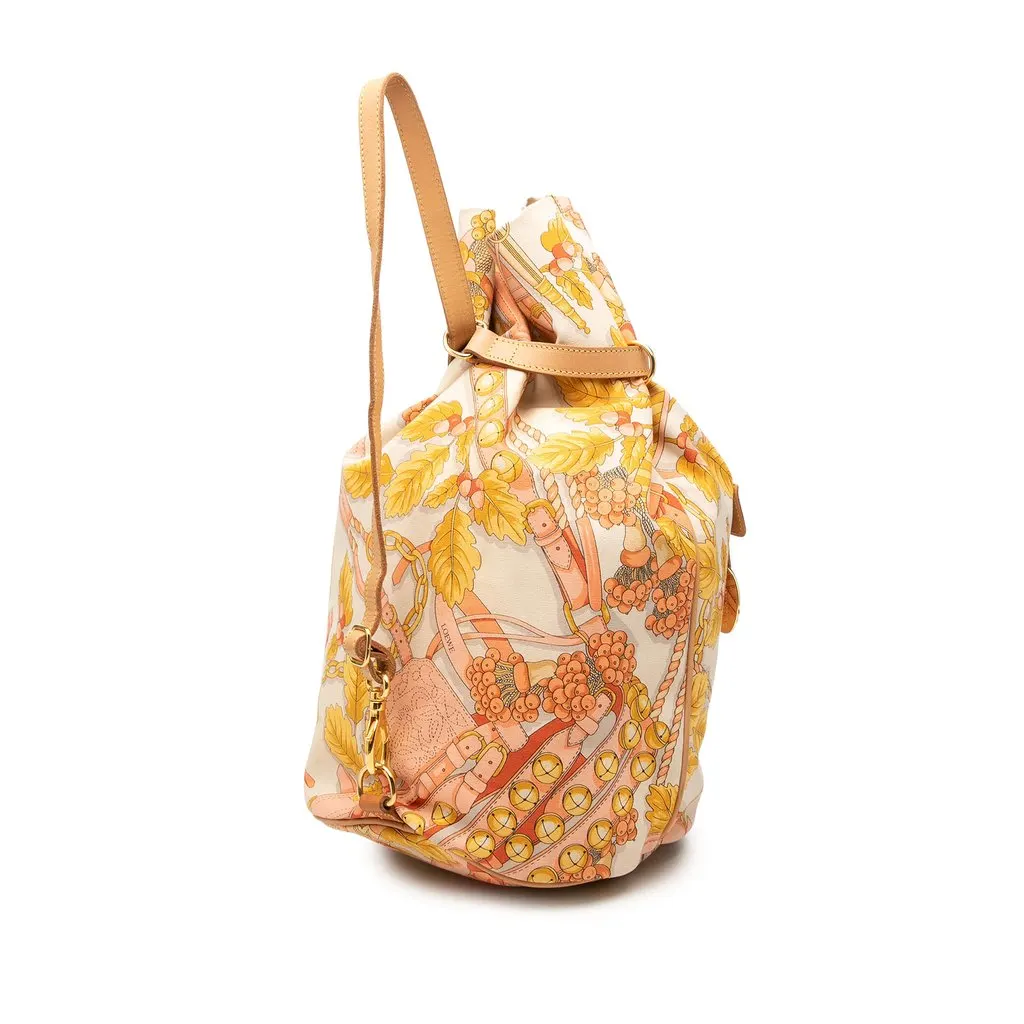 Loewe Botanical Printed Canvas Backpack Beige Very good - Back View