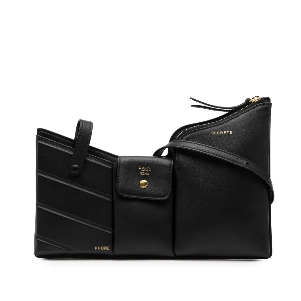 Fendi Mini Leather 3 Pocket Crossbody Black Leather Very good - Front View