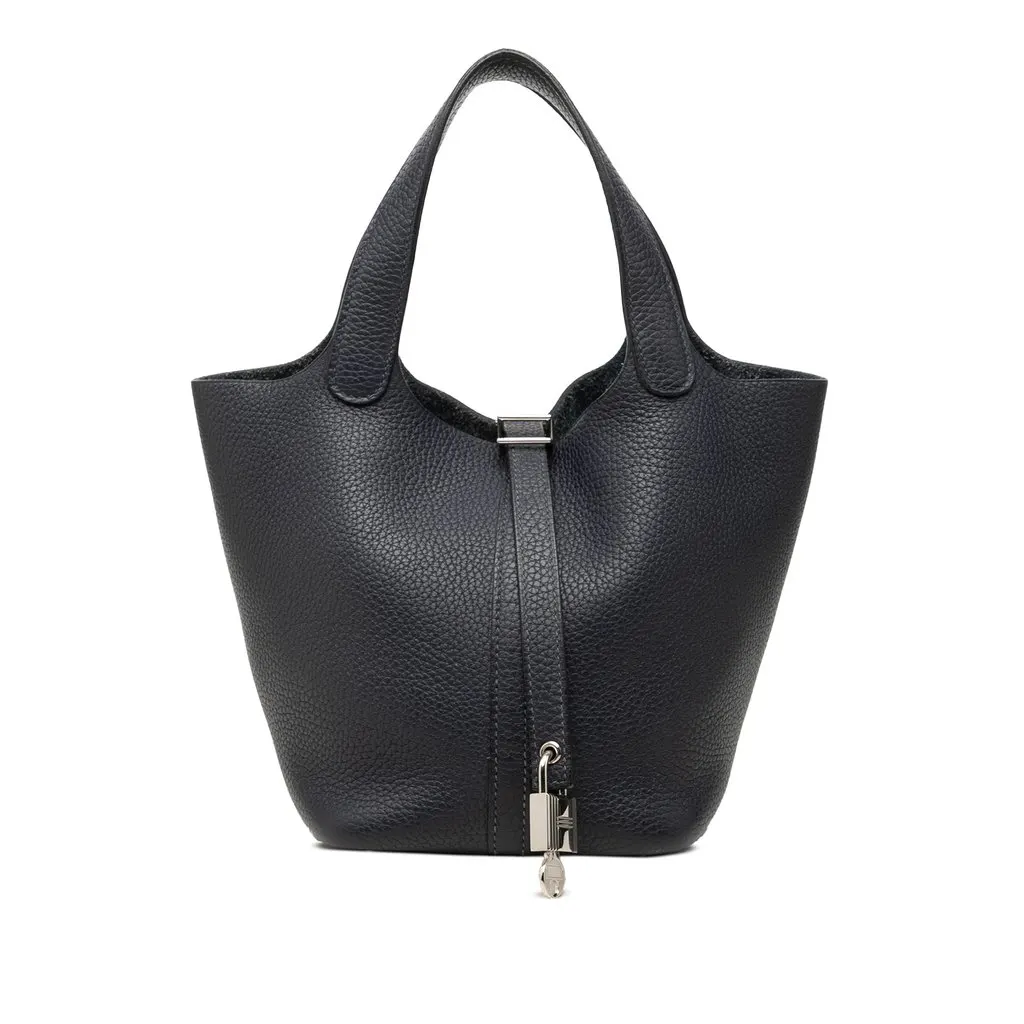 Hermès Clemence Picotin Lock 18 Black Leather Very good - Front View