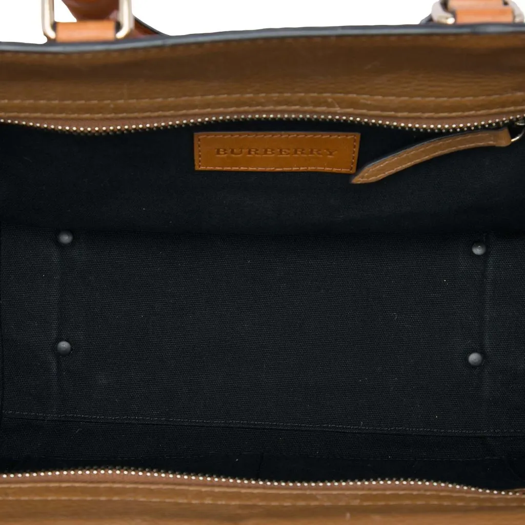 Burberry Leather and House Check Canvas Harcourt Satchel Brown Leather Very good - Model View