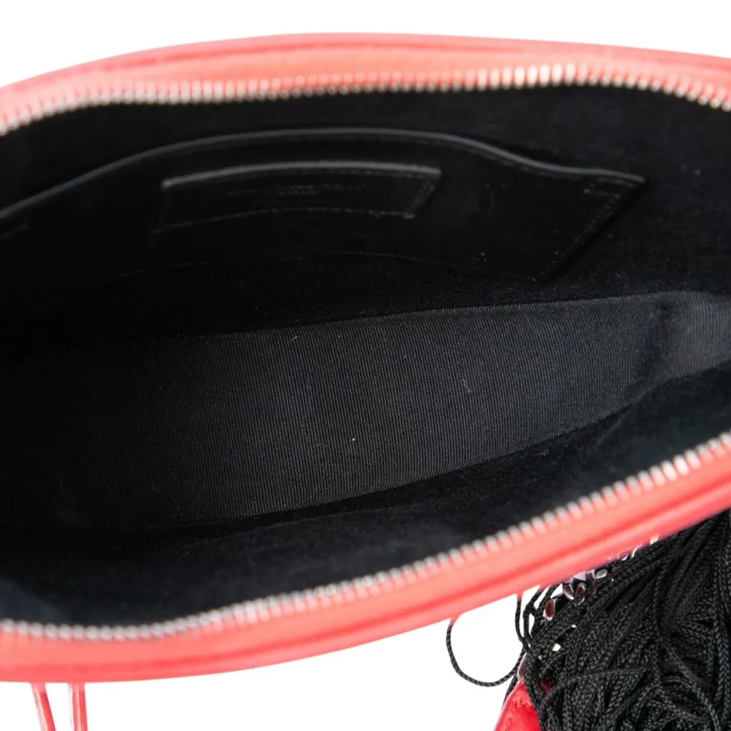 Saint Laurent Calfskin Monogram Sac Coeur Tassel Crossbody Red Leather Very good - Model View