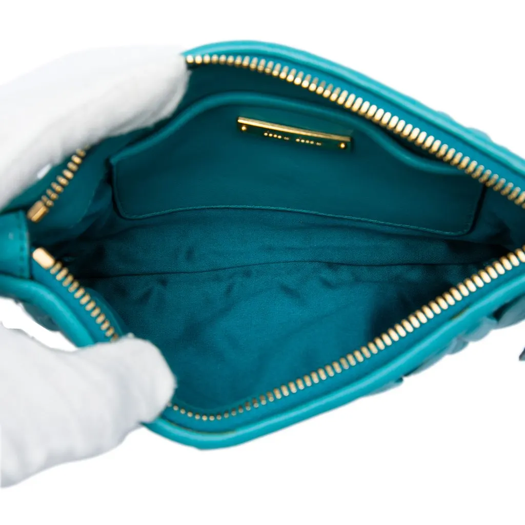 Miu Miu Matelasse Lambskin Leather Clutch Blue Leather Good - Model View