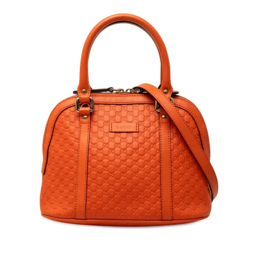 Gucci Mini Microguccissima Dome Satchel Orange Leather Very good - Front View