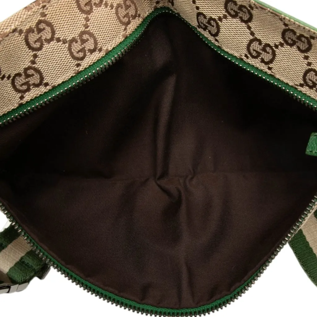 Gucci GG Canvas Web Double Pocket Belt Bag Beige Very good - Model View