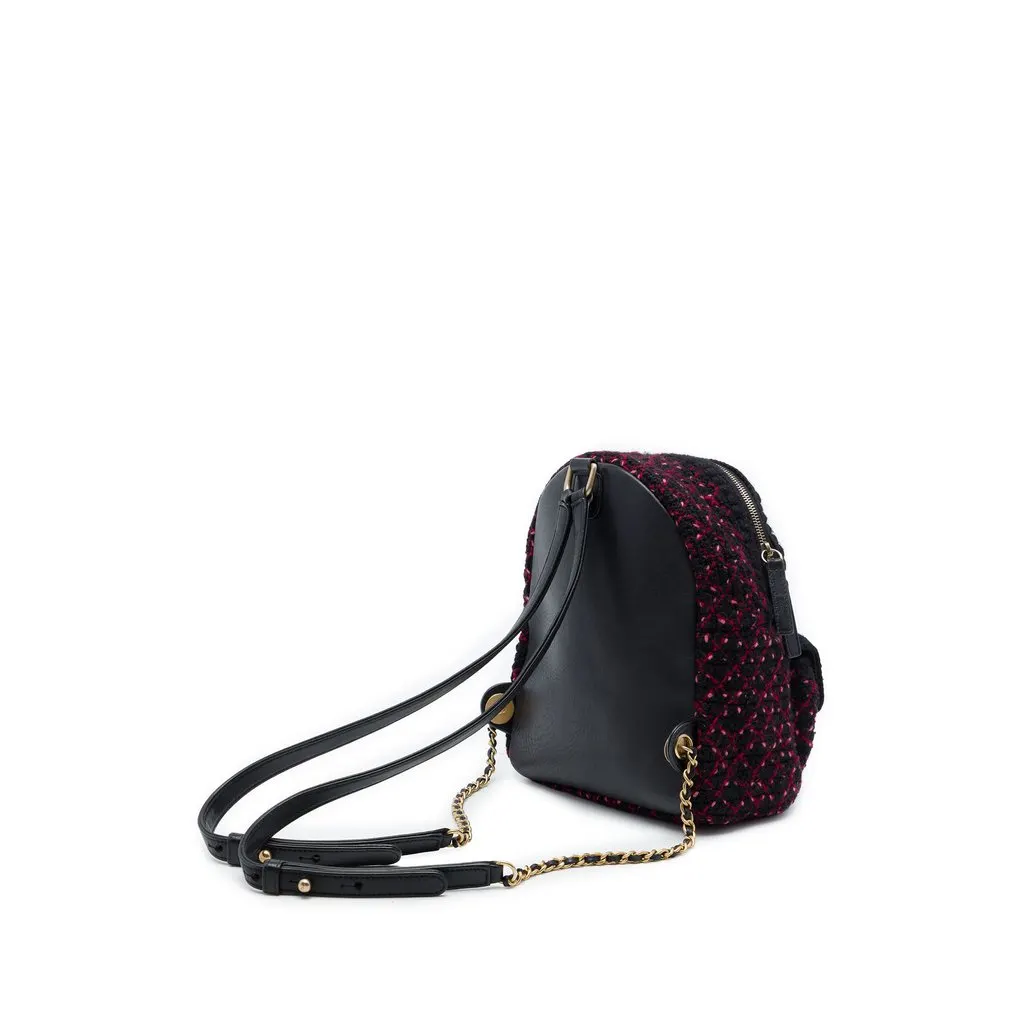 Chanel Mini Quilted Tweed CC Pocket Backpack Black Very good - Back View