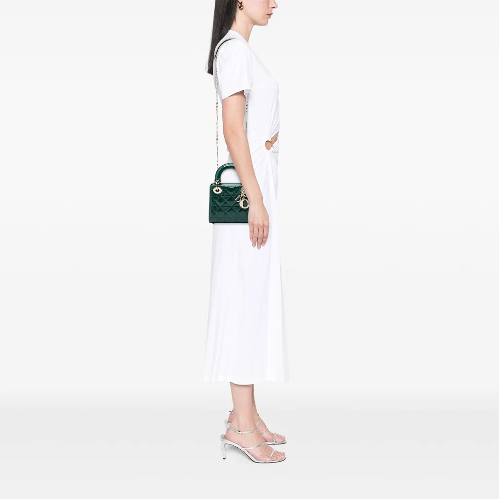 Dior Mini Patent Cannage Lady Dior Green Leather Very good - Box View
